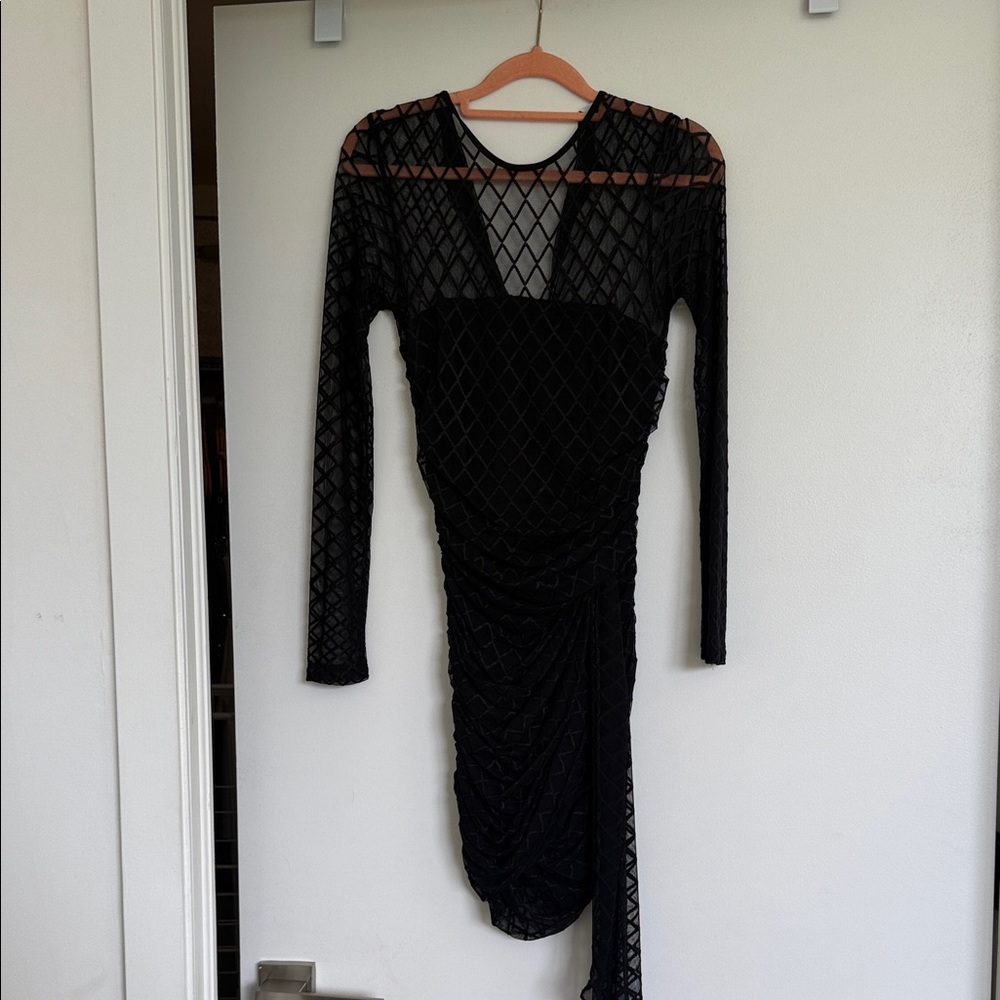 Amanda Uprichard Black Diamond Mesh Dress